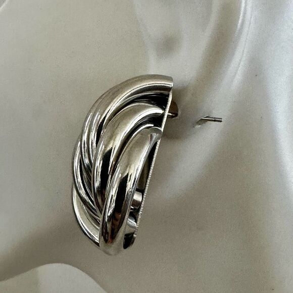 Chunky Silver Knot Earrings - Picture 3 of 7